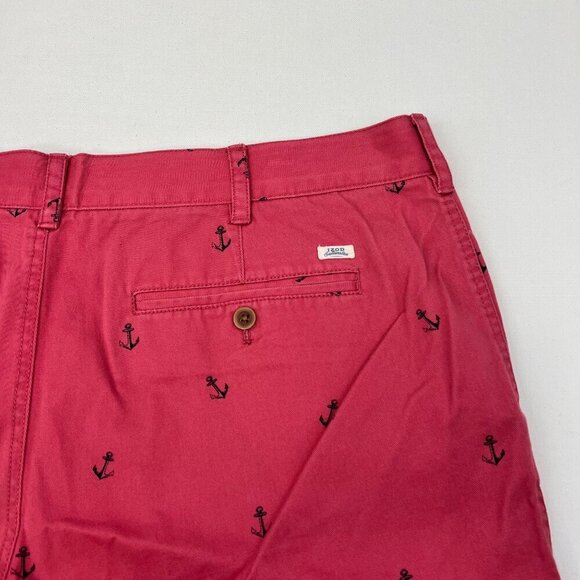 Izod Saltwater Men’s Anchor Print Khaki Shorts Coral/Black Size 42 Waist - Picture 7 of 11